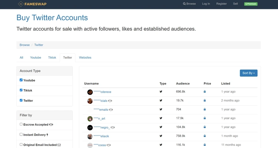 Buy Twitter Accounts On FameSwap